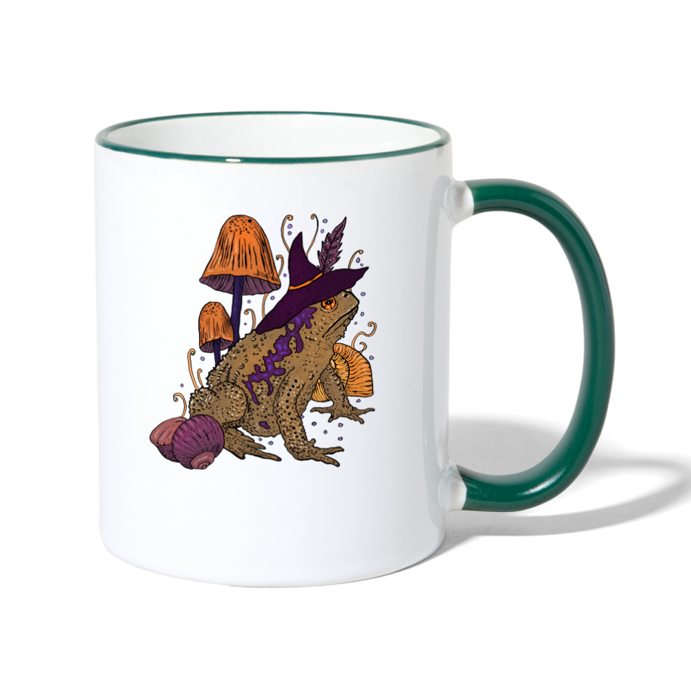 Tasse zweifarbig “Goblincore Kröte“ - Weiß/Dunkelgrün