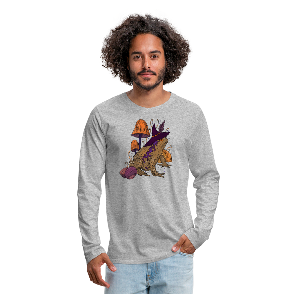 Männer Premium Langarmshirt - “Goblincore Kröte“ - Grau meliert