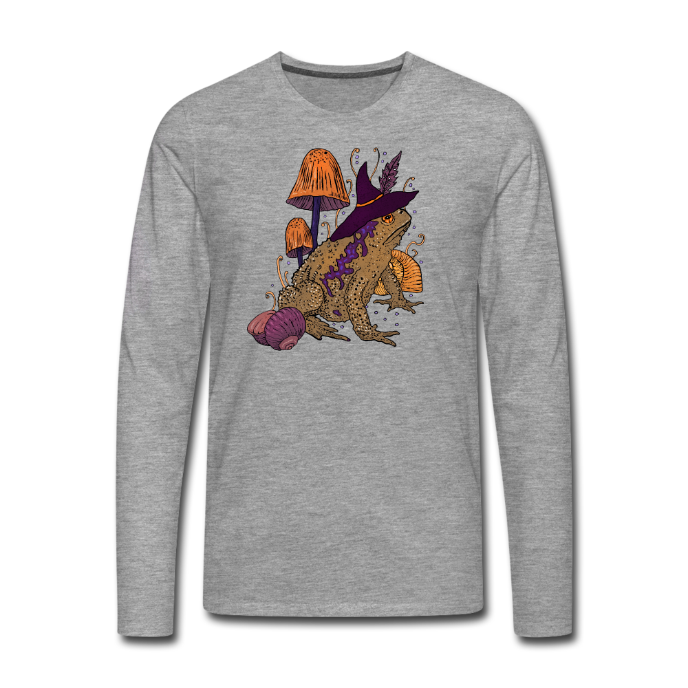 Männer Premium Langarmshirt - “Goblincore Kröte“ - Grau meliert