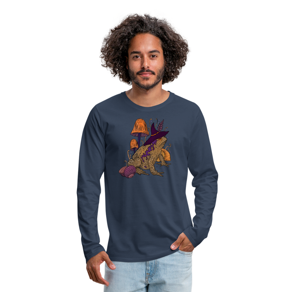 Männer Premium Langarmshirt - “Goblincore Kröte“ - Navy