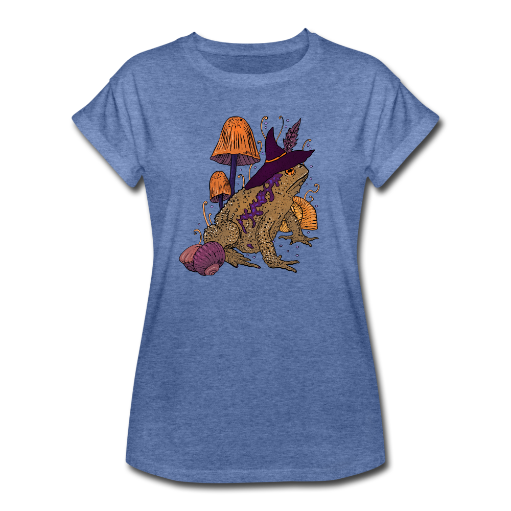 Frauen Oversize T-Shirt - “Goblincore Kröte“ - Denim meliert