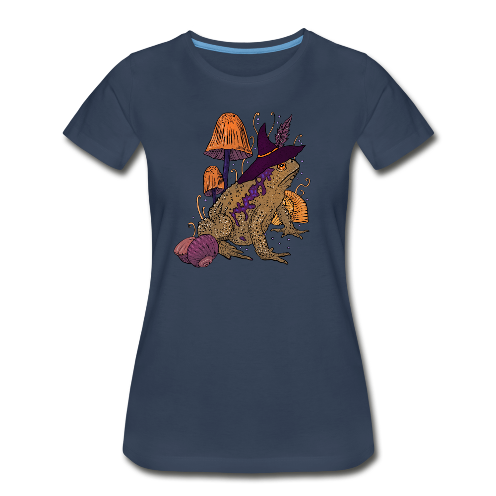 Frauen Premium Bio T-Shirt - “Goblincore Kröte“ - Navy