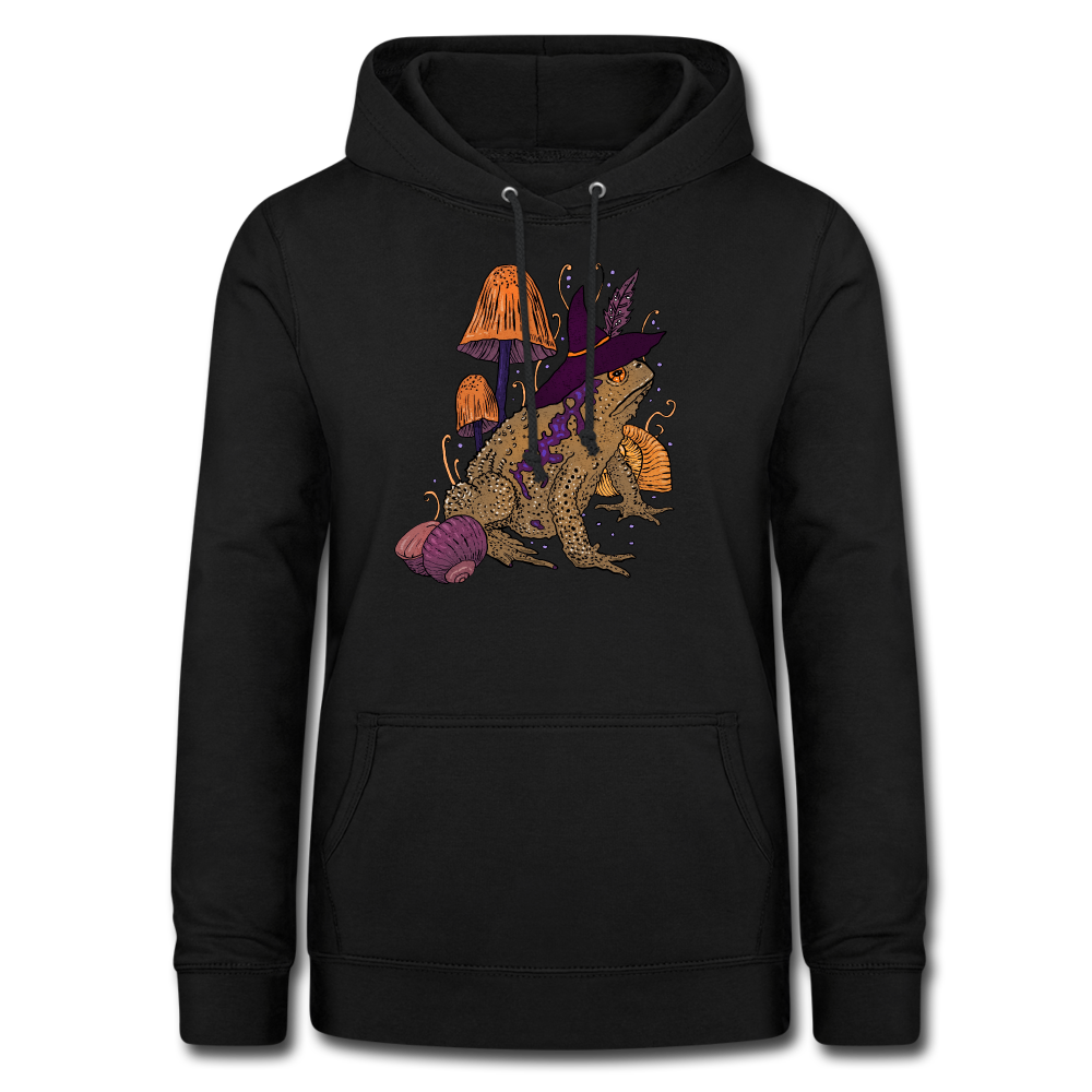 Frauen Hoodie - “Goblincore Kröte“ - Schwarz
