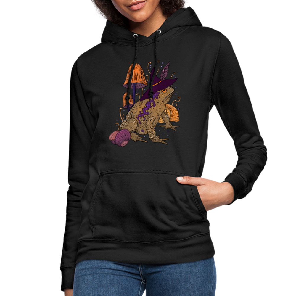 Frauen Hoodie - “Goblincore Kröte“ - Schwarz