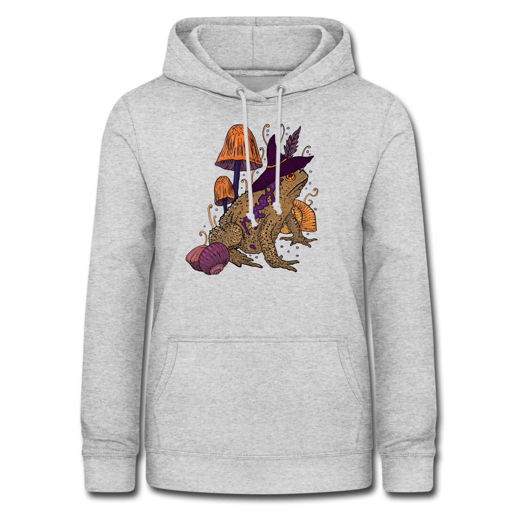 Frauen Hoodie - “Goblincore Kröte“ - Hellgrau meliert
