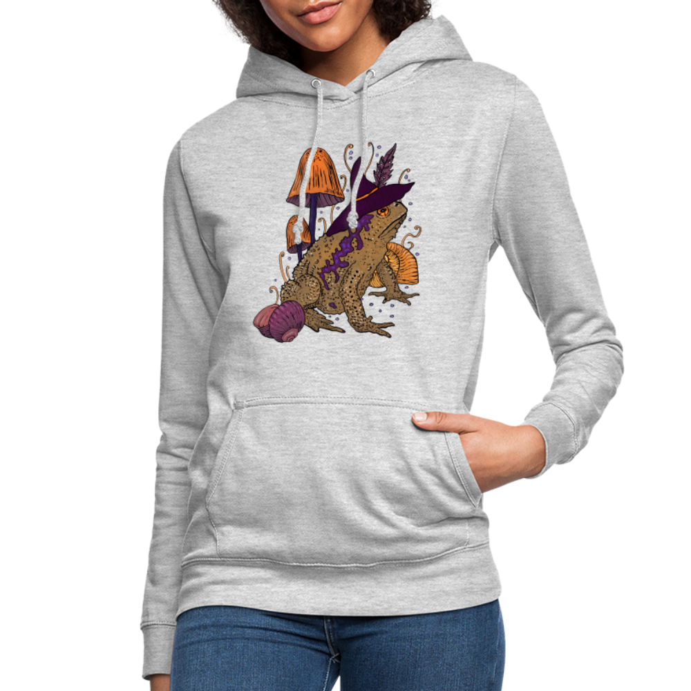 Frauen Hoodie - “Goblincore Kröte“ - Hellgrau meliert