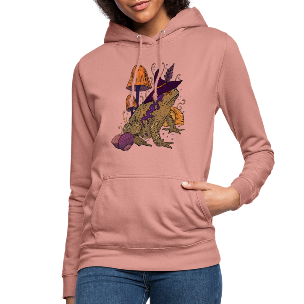 Frauen Hoodie - “Goblincore Kröte“ - Altrosa