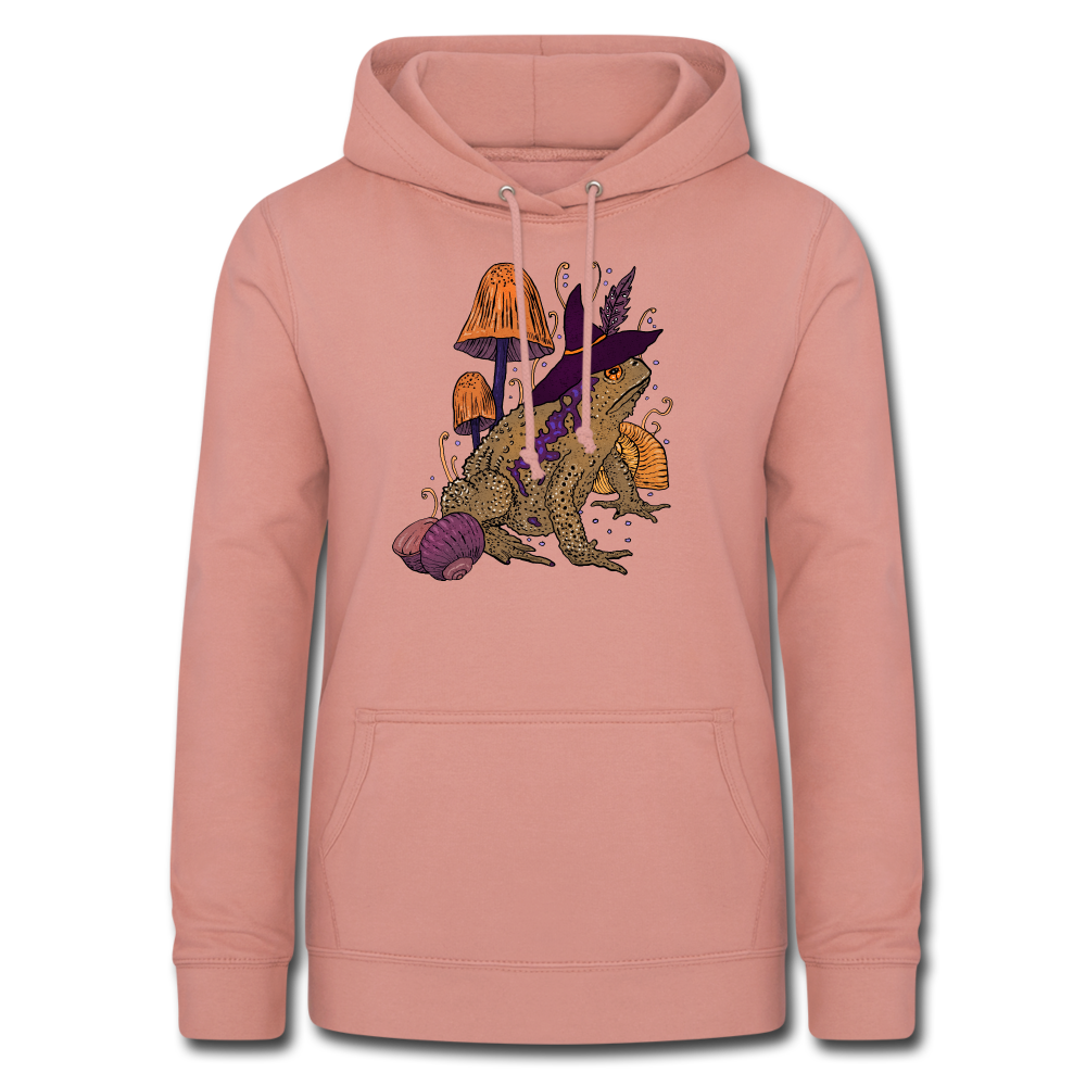 Frauen Hoodie - “Goblincore Kröte“ - Altrosa