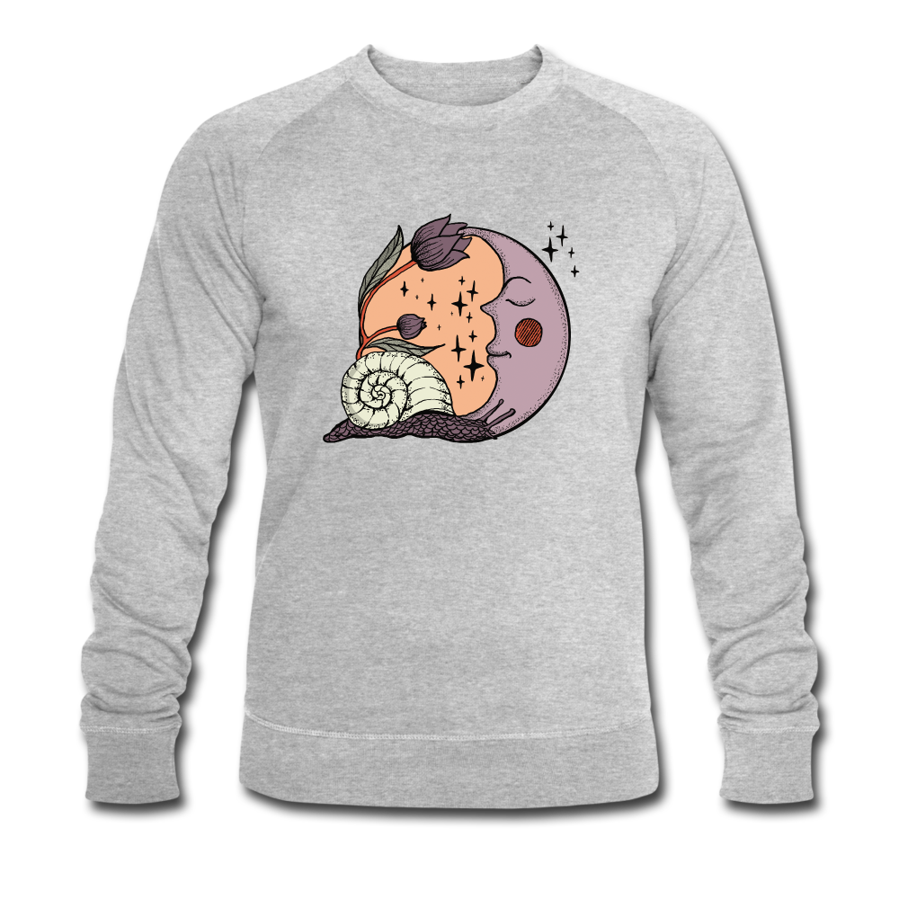 Männer Bio-Sweatshirt - “Cottagecore_Schnecke und Mond” - Grau meliert
