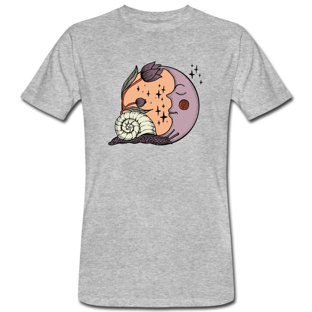 Männer Bio-T-Shirt - “Cottagecore_Schnecke und Mond” - Grau meliert