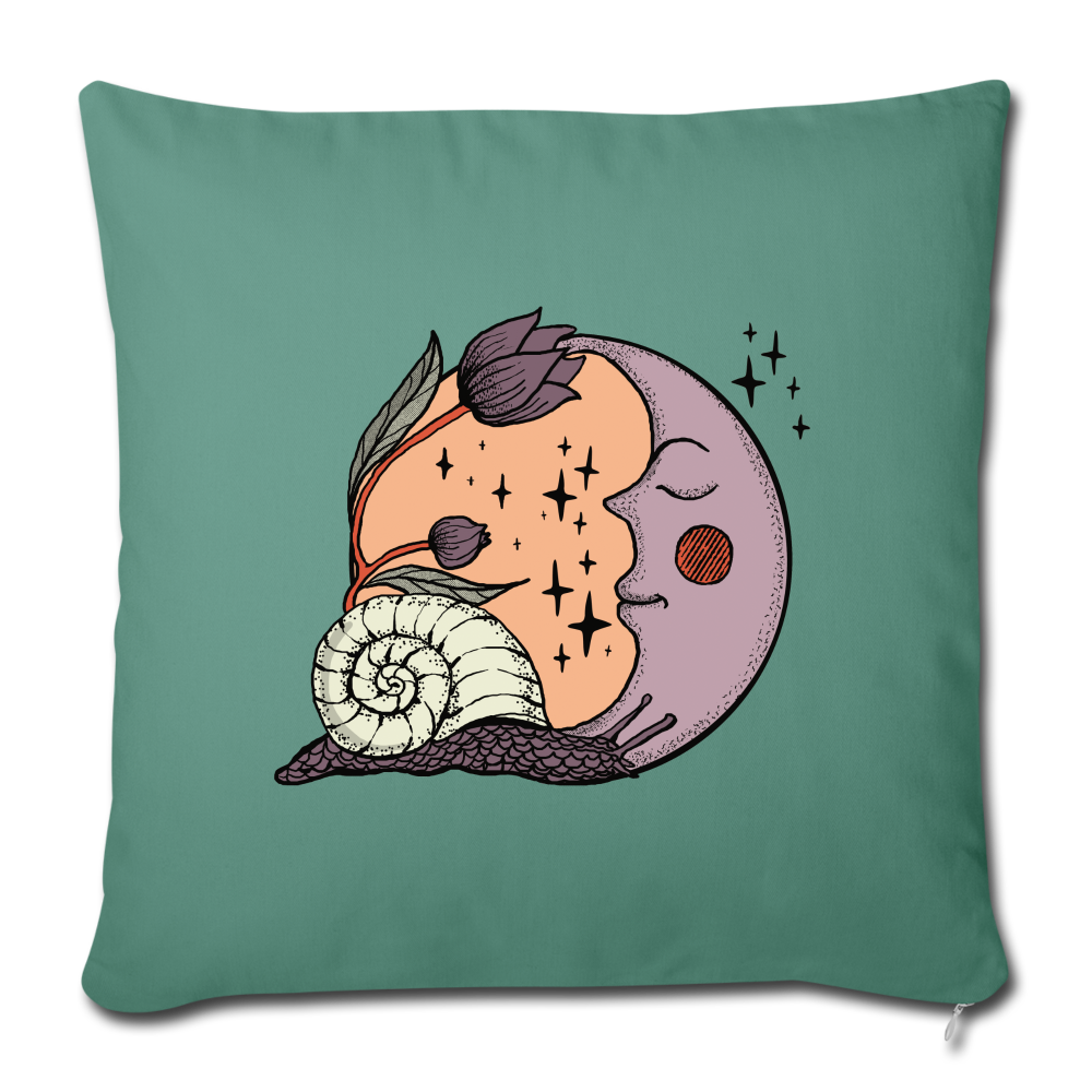 Sofakissenbezug 44 x 44 cm - “Cottagecore_Schnecke und Mond” - Tanngrün