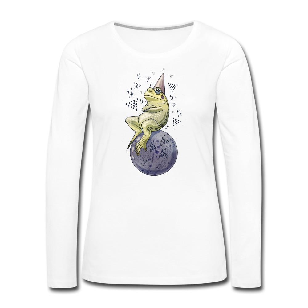 Frauen Premium Langarmshirt - "Magic Frog" - Weiß