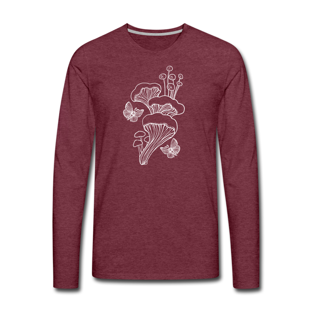 Männer Premium Langarmshirt - “Goblincore_Tanz der Motten” - Bordeauxrot meliert