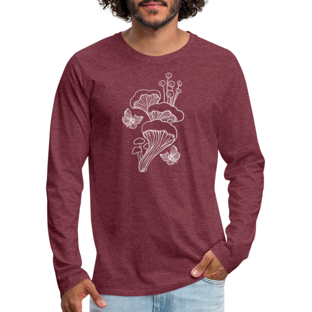 Männer Premium Langarmshirt - “Goblincore_Tanz der Motten” - Bordeauxrot meliert