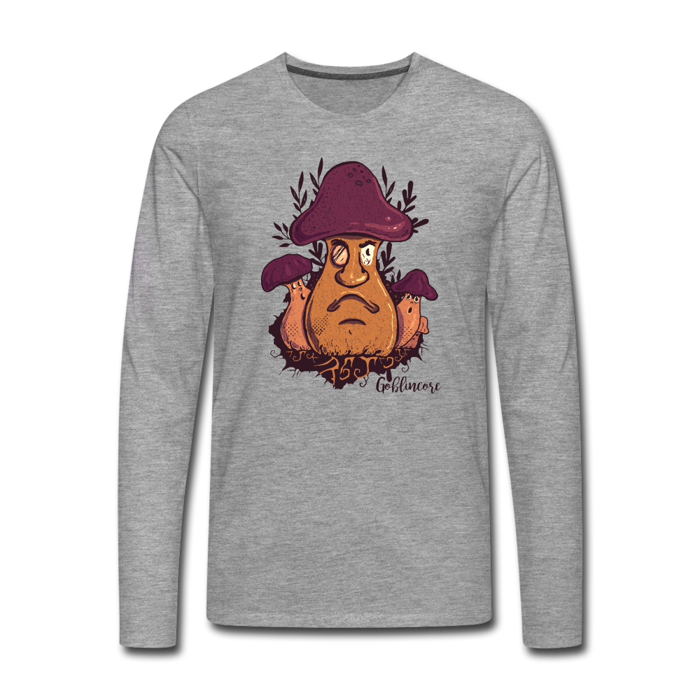 Männer Premium Langarmshirt - “Goblincore_Grummelpilz” - Grau meliert