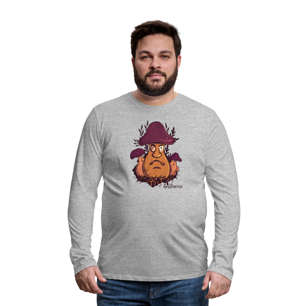 Männer Premium Langarmshirt - “Goblincore_Grummelpilz” - Grau meliert