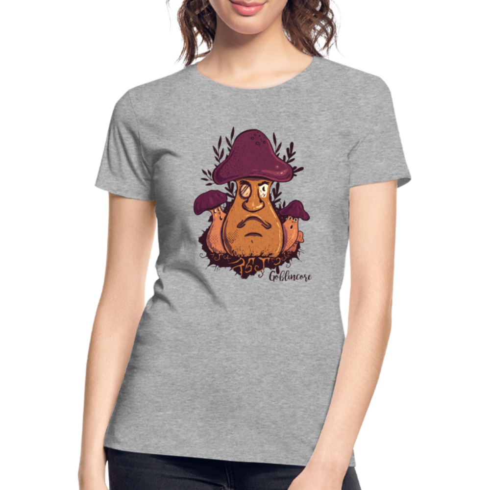 Frauen Premium Bio T-Shirt - “Goblincore_Grummelpilz” - Grau meliert