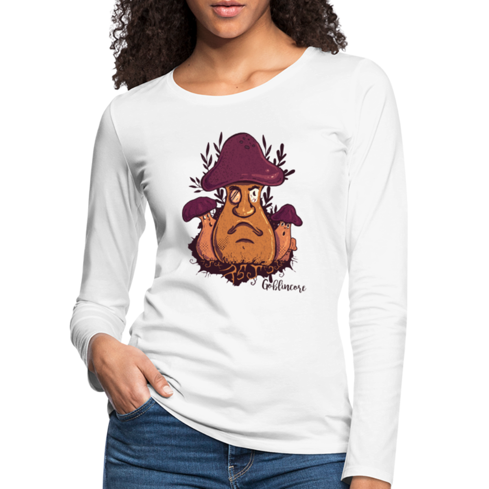 Frauen Premium Langarmshirt - “Goblincore_Grummelpilz” - Weiß
