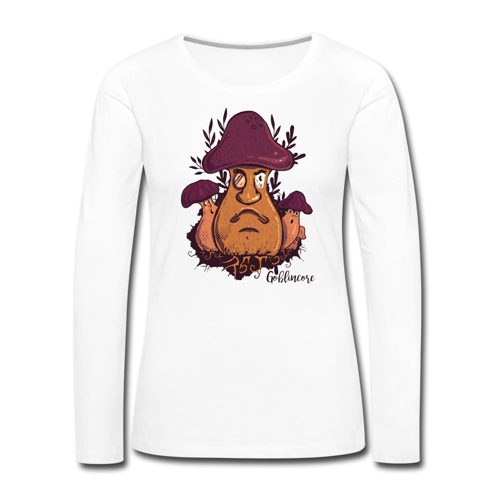 Frauen Premium Langarmshirt - “Goblincore_Grummelpilz” - Weiß