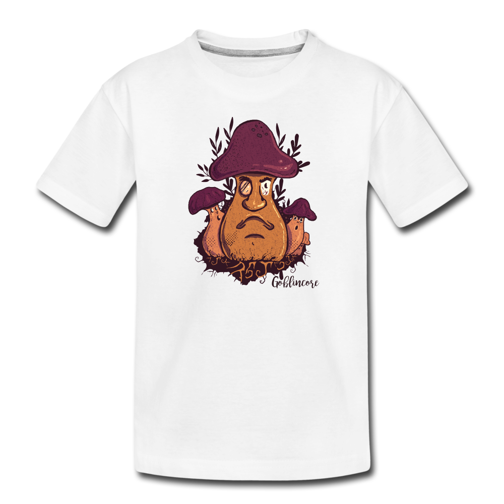 Kinder Premium Bio T-Shirt - “Goblincore_Grummelpilz” - Weiß
