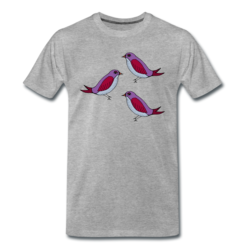 Männer Premium Bio T-Shirt - “Drei Amseln” - Grau meliert
