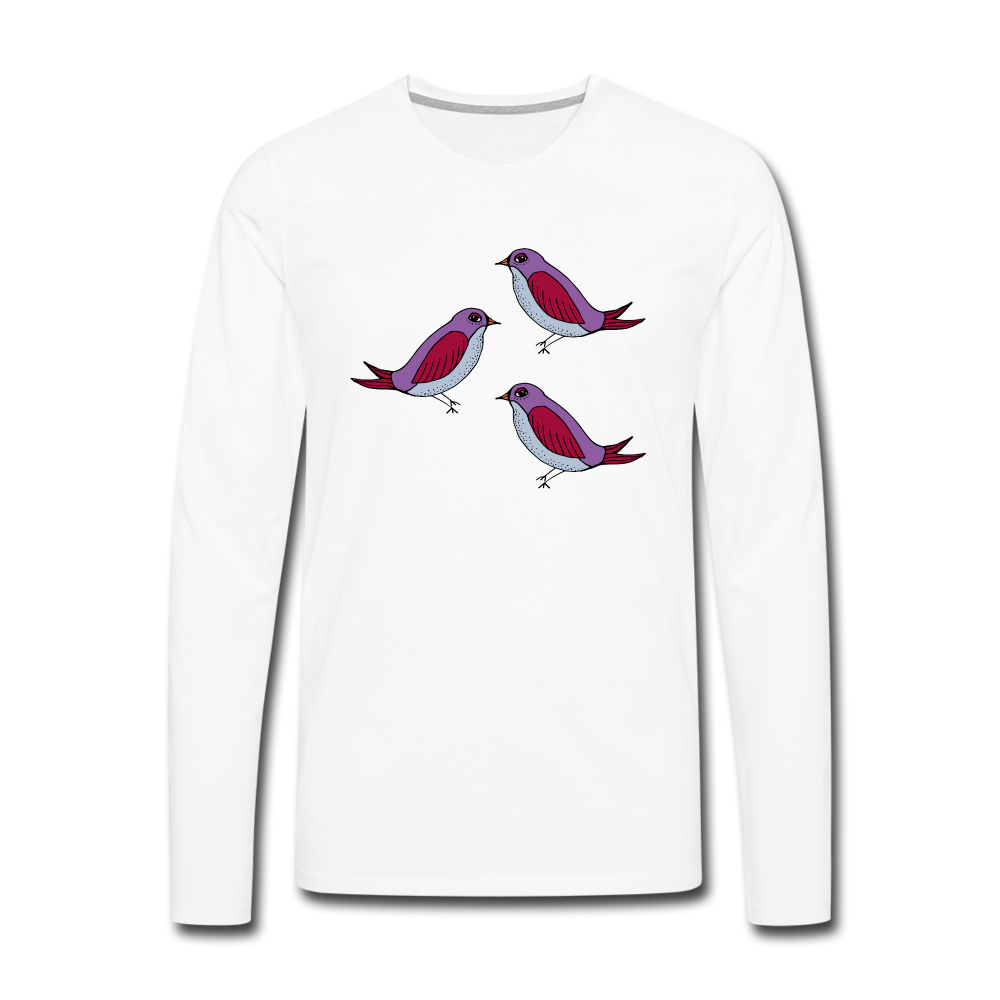 Männer Premium Langarmshirt - “Drei Amseln” - Weiß