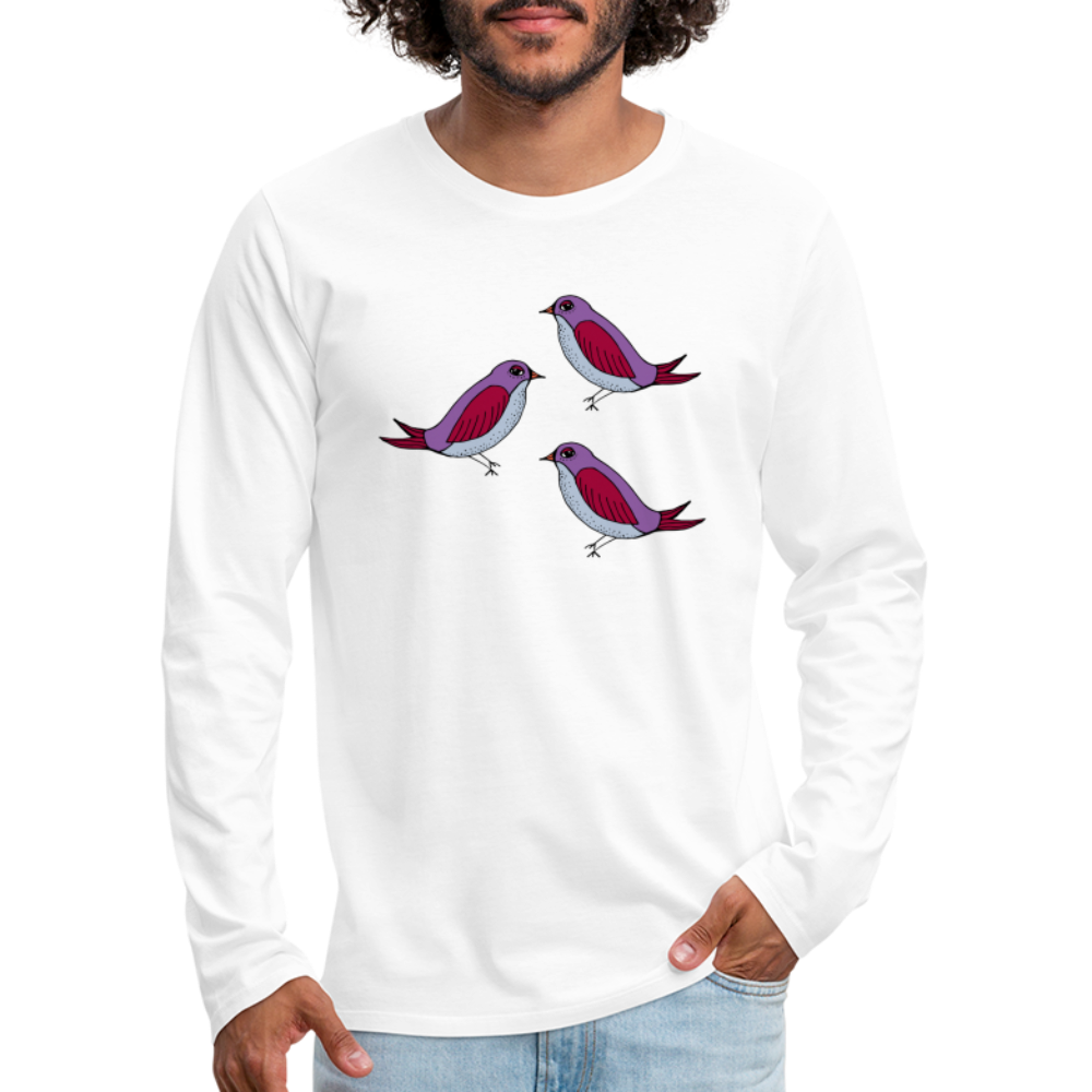 Männer Premium Langarmshirt - “Drei Amseln” - Weiß
