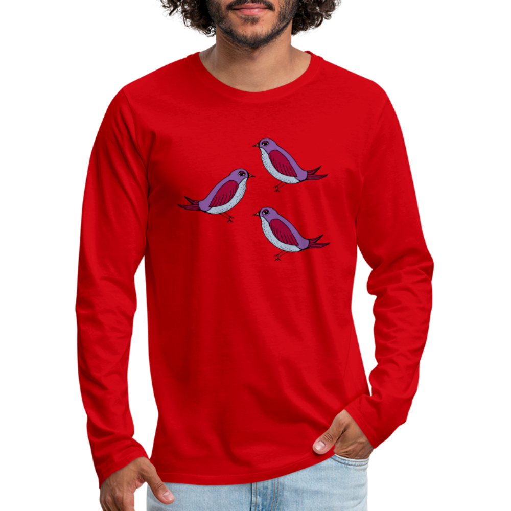 Männer Premium Langarmshirt - “Drei Amseln” - Rot