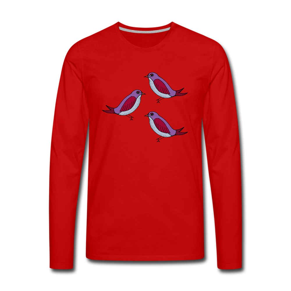 Männer Premium Langarmshirt - “Drei Amseln” - Rot