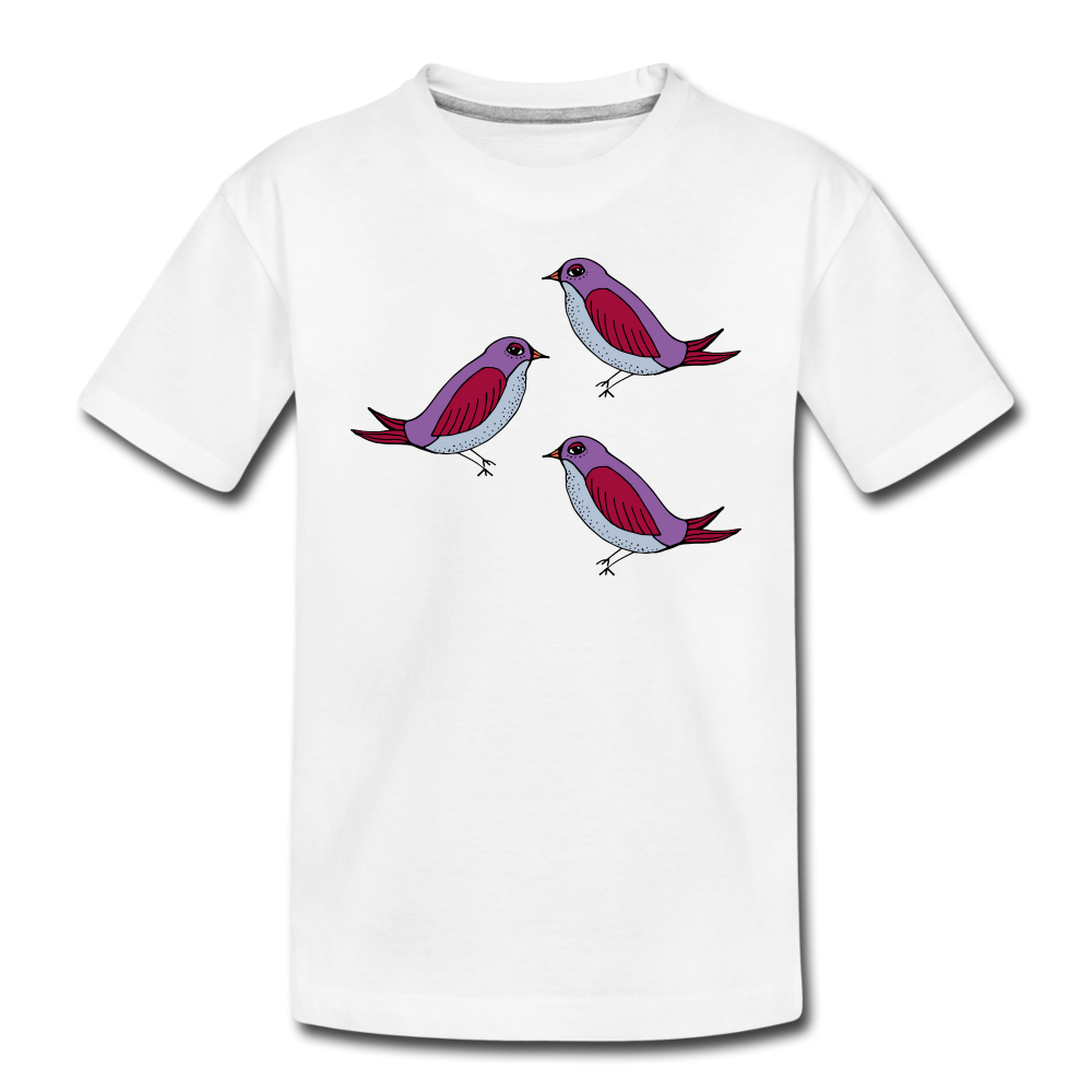 Kinder Premium T-Shirt - “Drei Amseln” - Weiß