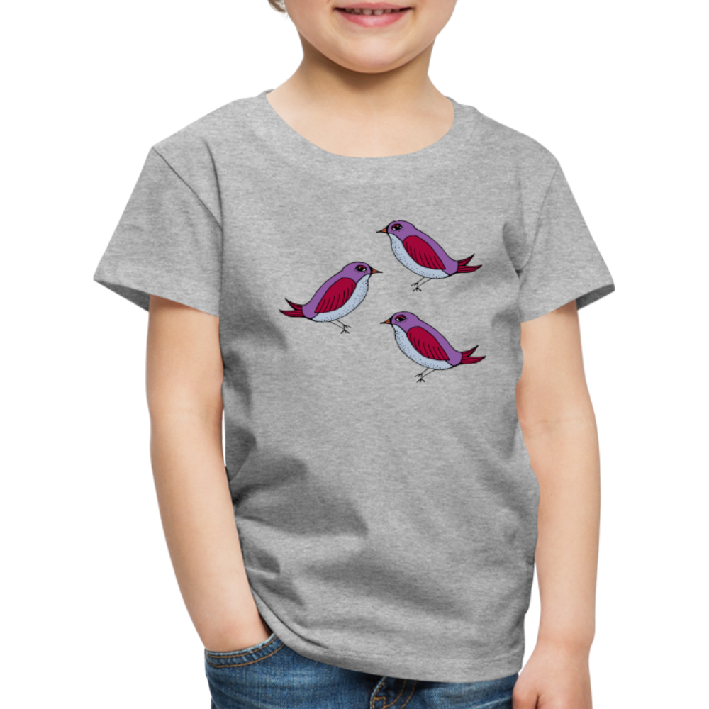 Kinder Premium T-Shirt - “Drei Amseln” - Grau meliert
