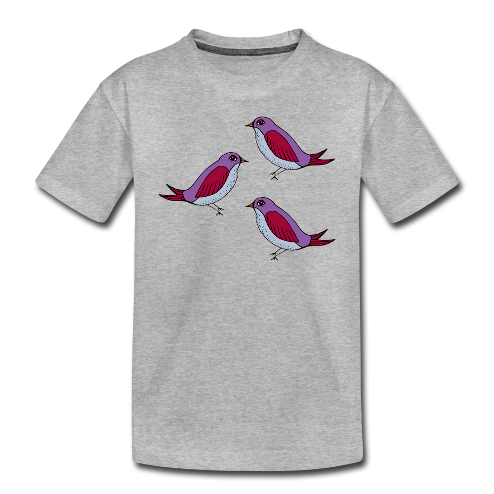 Kinder Premium T-Shirt - “Drei Amseln” - Grau meliert