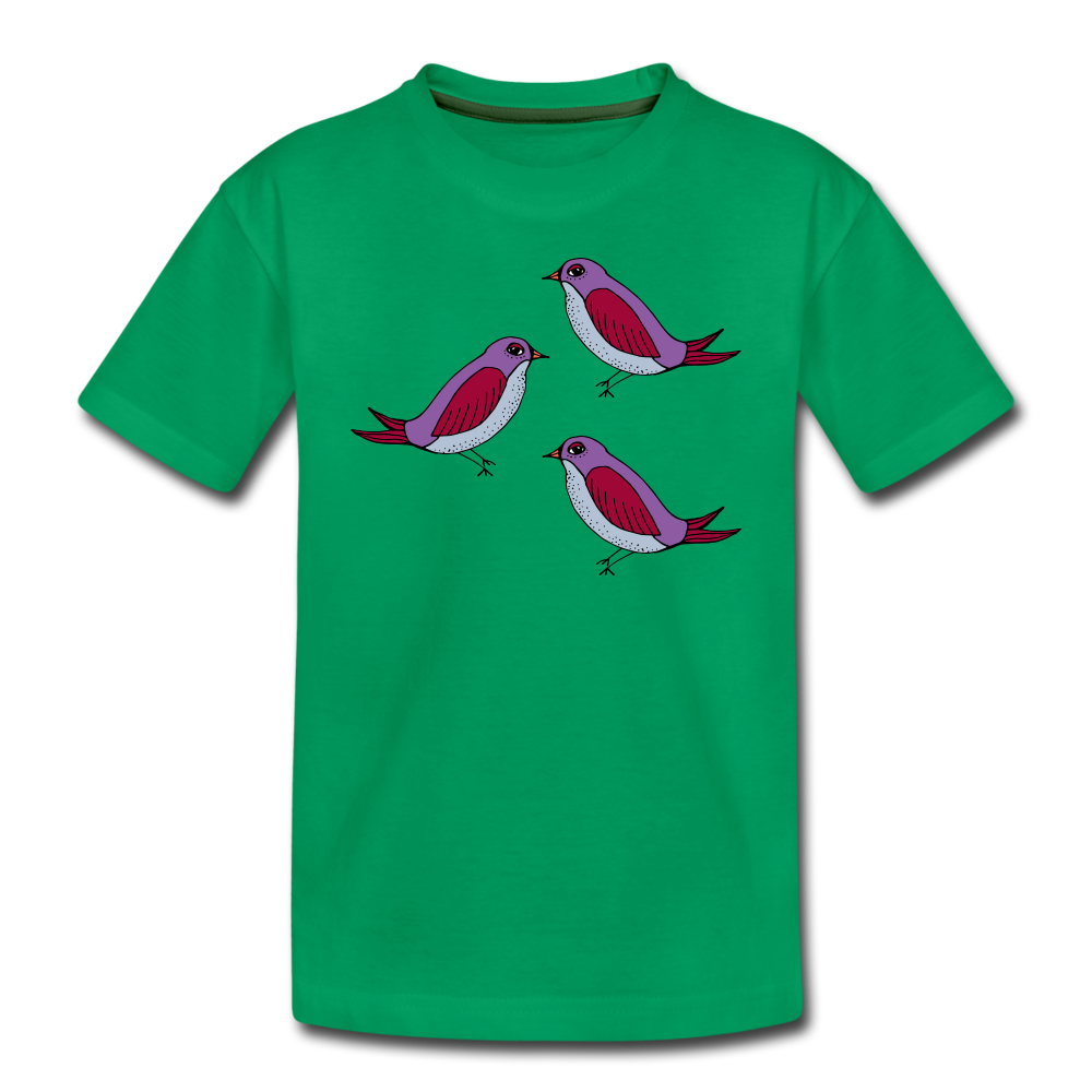 Kinder Premium T-Shirt - “Drei Amseln” - Kelly Green