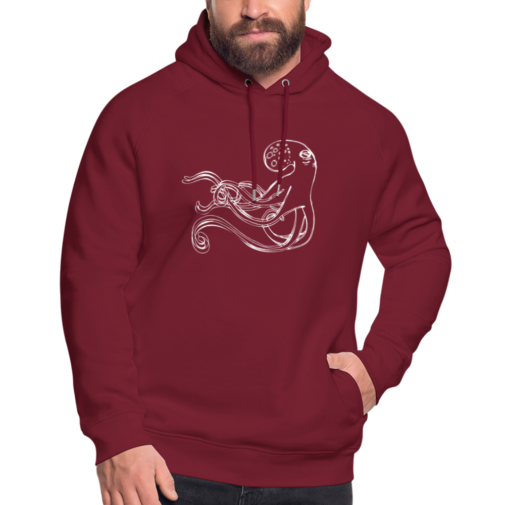 Unisex Bio-Hoodie - “Shaky Kraken” - Burgunderrot