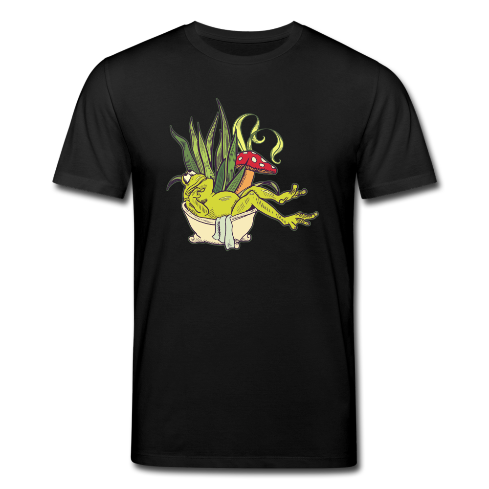 Männer Bio-T-Shirt - “Cottagecore_Frosch in der Wanne” - Schwarz