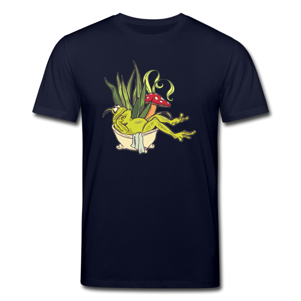 Männer Bio-T-Shirt - “Cottagecore_Frosch in der Wanne” - Navy