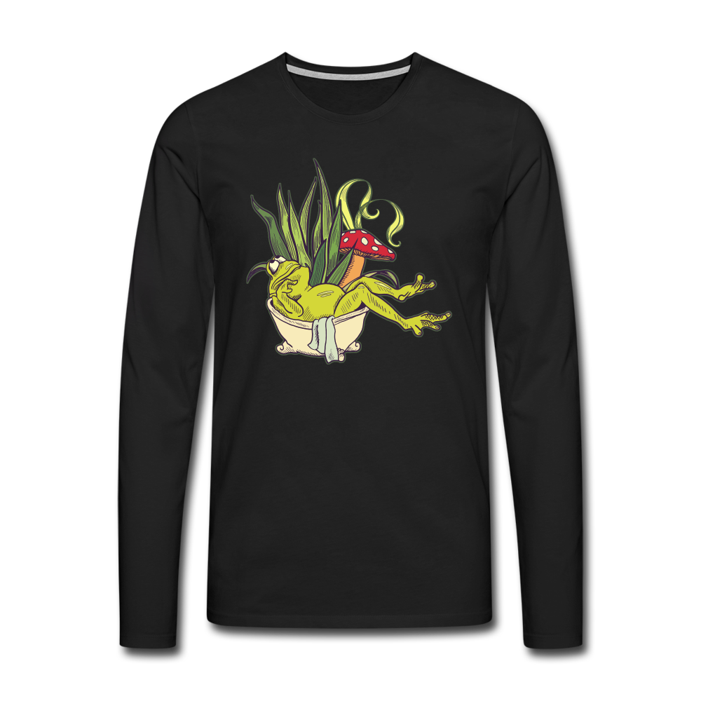 Männer Premium Langarmshirt - “Cottagecore_Frosch in der Wanne” - Schwarz