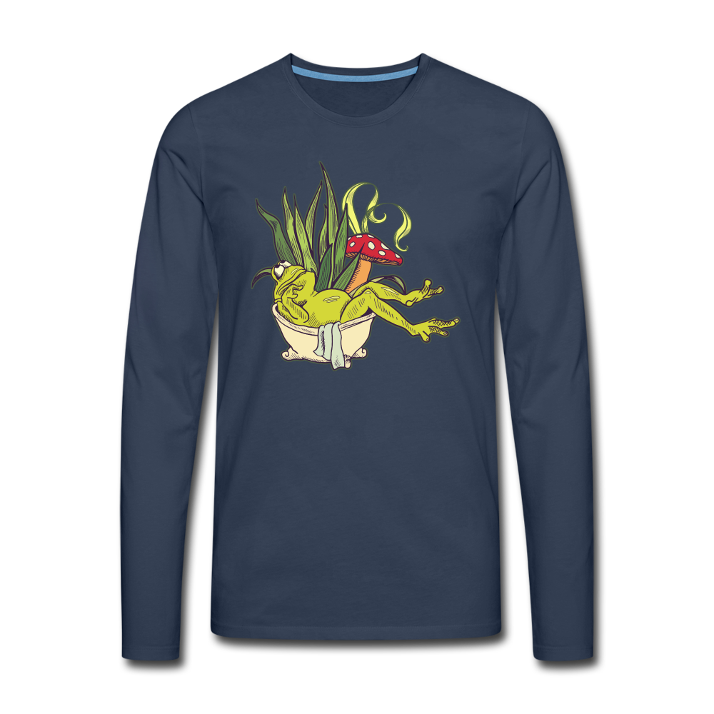Männer Premium Langarmshirt - “Cottagecore_Frosch in der Wanne” - Navy