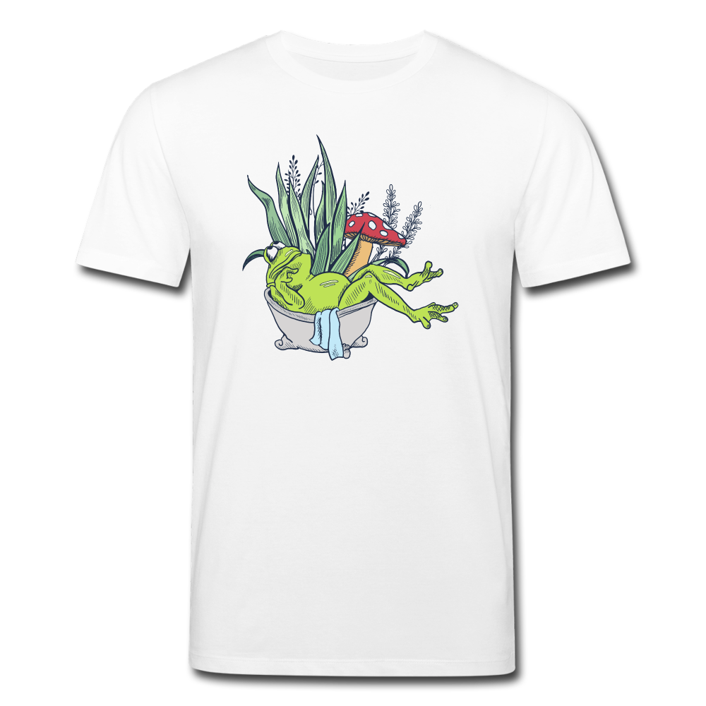 Männer Bio-T-Shirt - “Cottagecore_Frosch in der Badewanne” - Weiß