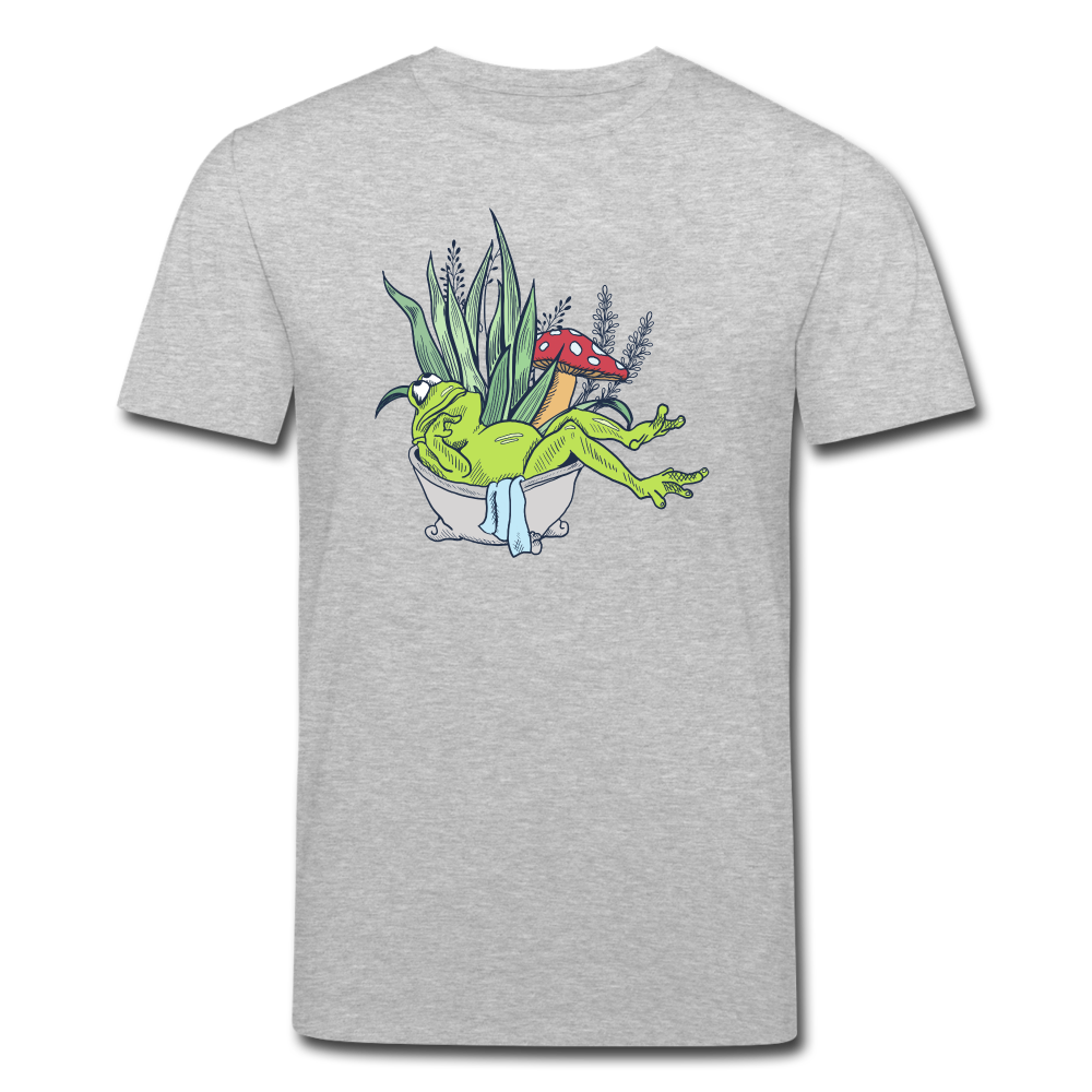 Männer Bio-T-Shirt - “Cottagecore_Frosch in der Badewanne” - Grau meliert