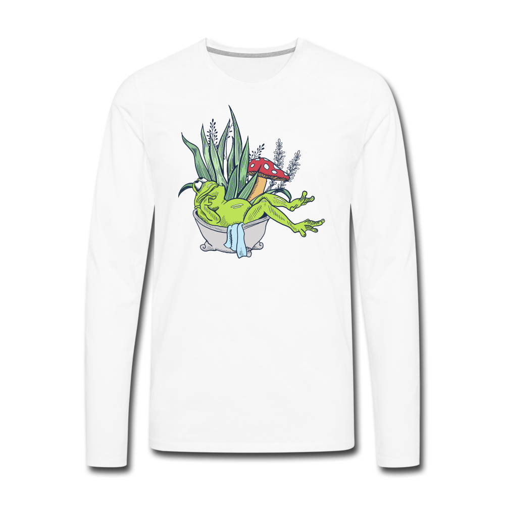 Männer Premium Langarmshirt - “Cottagecore_Frosch in der Badewanne” - Weiß