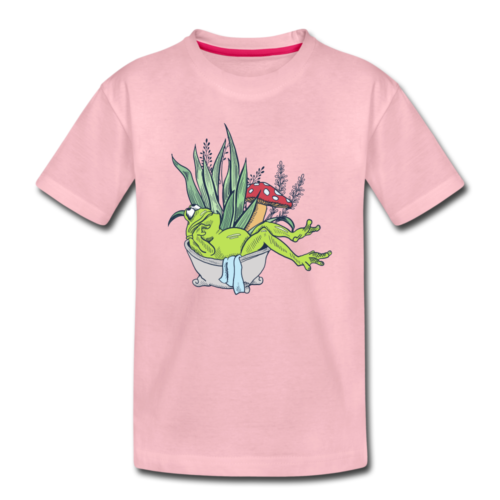 Kinder Premium T-Shirt - “Cottagecore_Frosch in der Badewanne” - Hellrosa
