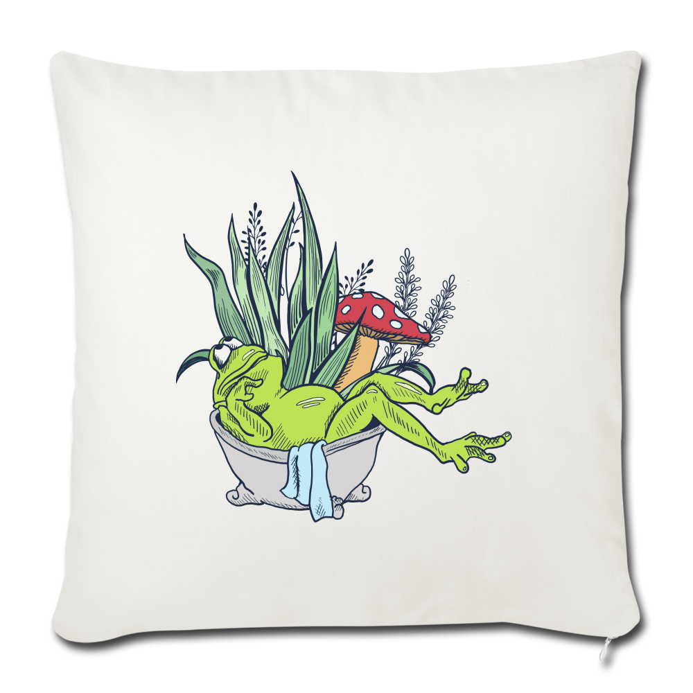 Sofakissenbezug 44 x 44 cm - “Cottagecore_Frosch in der Badewanne” - Naturweiß