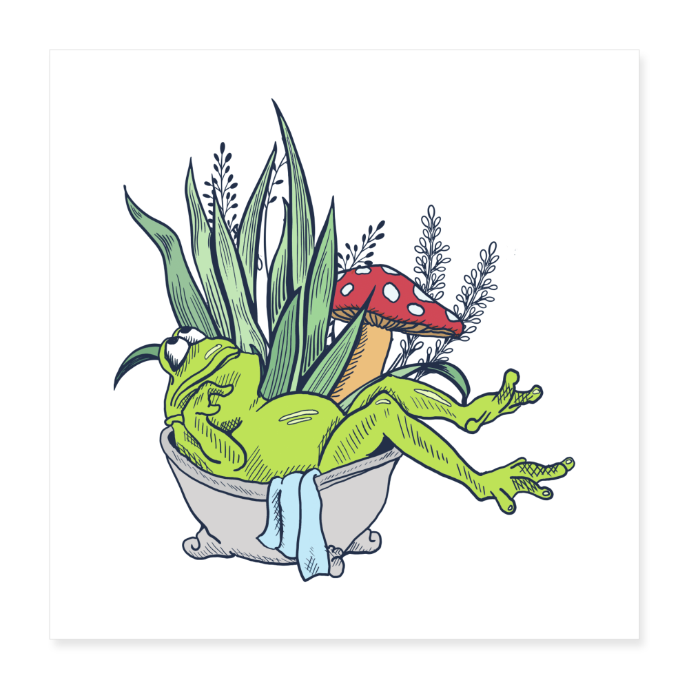 Poster L - “Cottagecore_Frosch in der Badewanne” - Weiß
