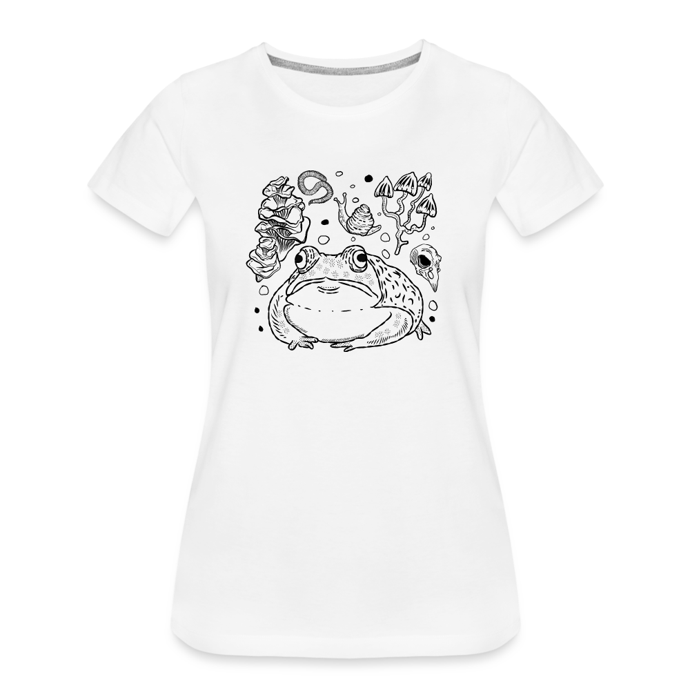 Frauen Premium Bio T-Shirt - “Goblincore Sammelsurium” - Weiß