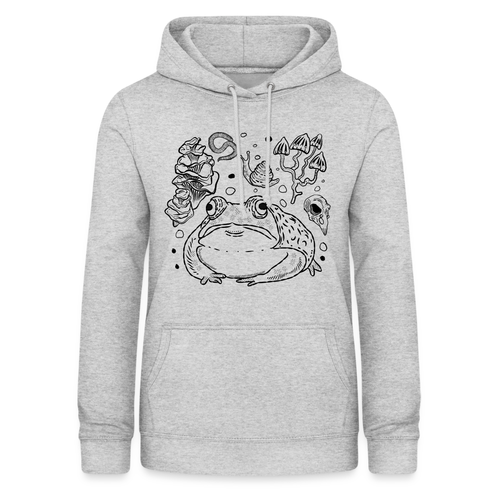 Frauen Hoodie - “Goblincore Sammelsurium” - Hellgrau meliert