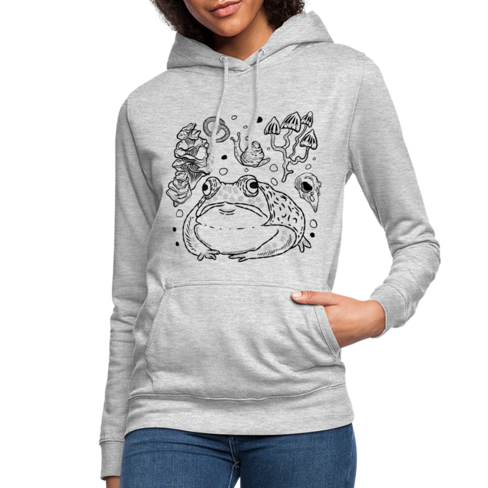 Frauen Hoodie - “Goblincore Sammelsurium” - Hellgrau meliert