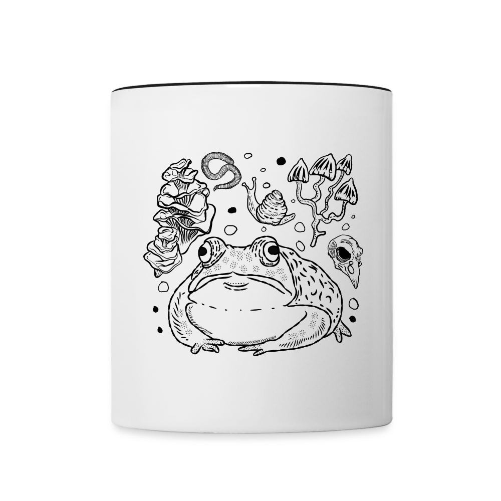 Tasse zweifarbig - “Goblincore Sammelsurium” - Weiß/Schwarz