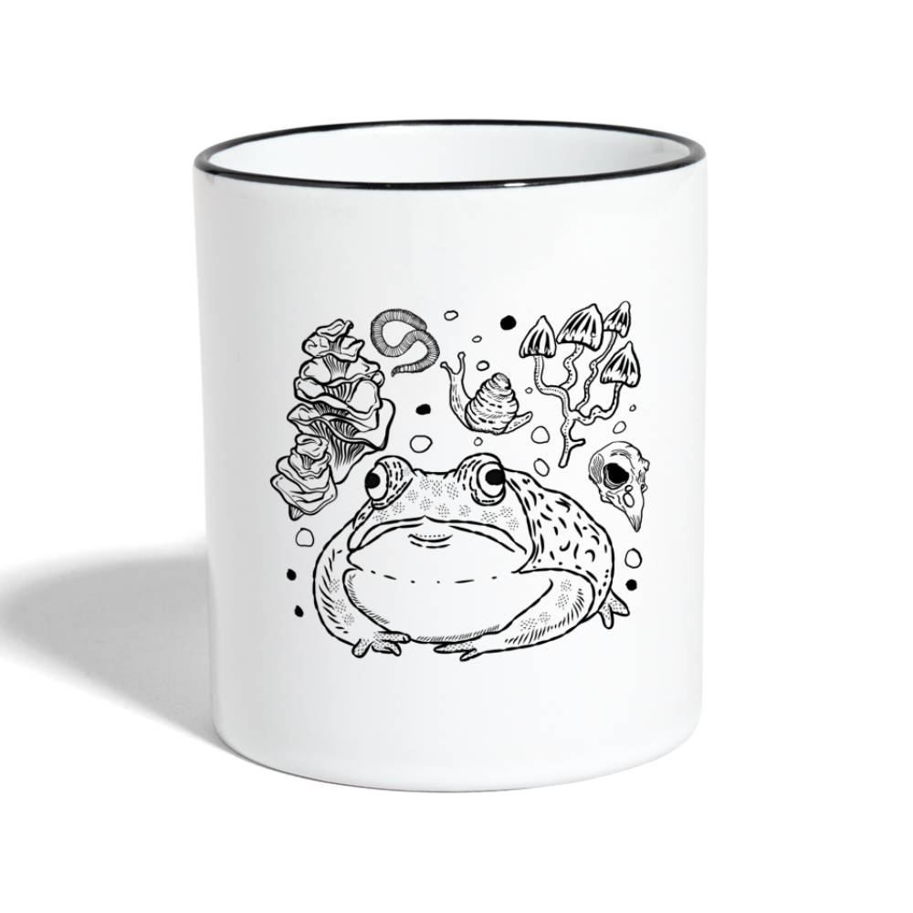 Tasse zweifarbig - “Goblincore Sammelsurium” - Weiß/Schwarz