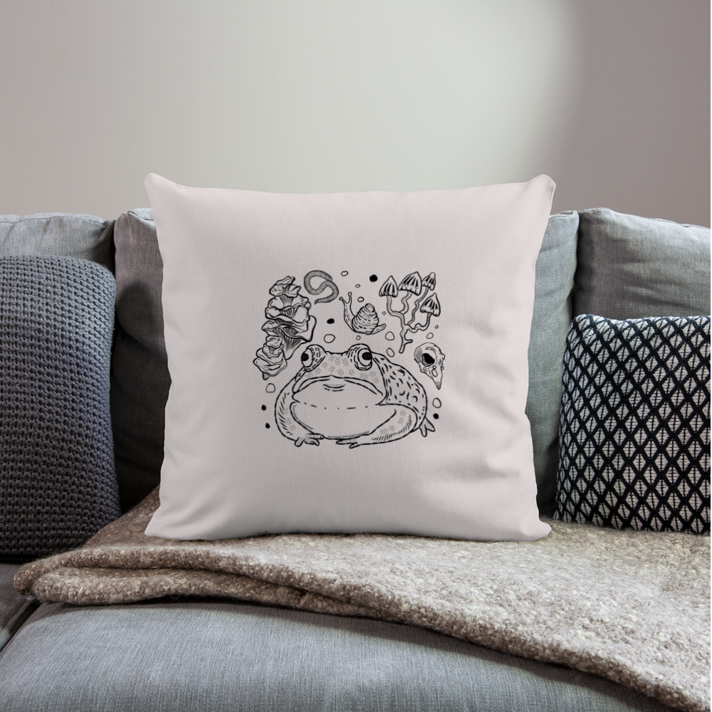 Sofakissen mit Füllung 44 x 44 cm - “Goblincore Sammelsurium” - helles Taupe